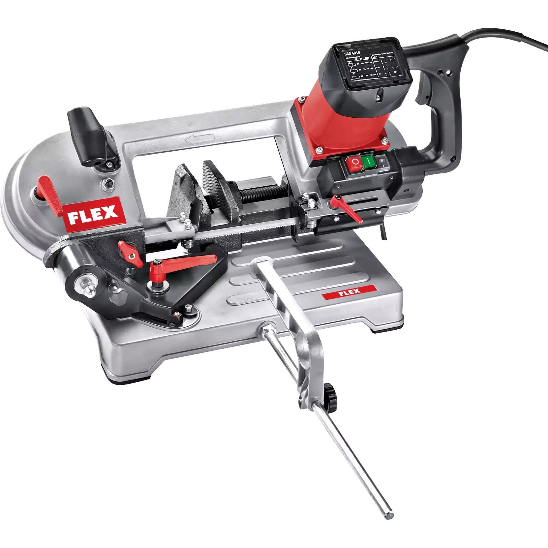 Flex-tools 535139 SBG4910 Metallbandsäge mit schwenkbarem Sägearm + 3 Sägebänder