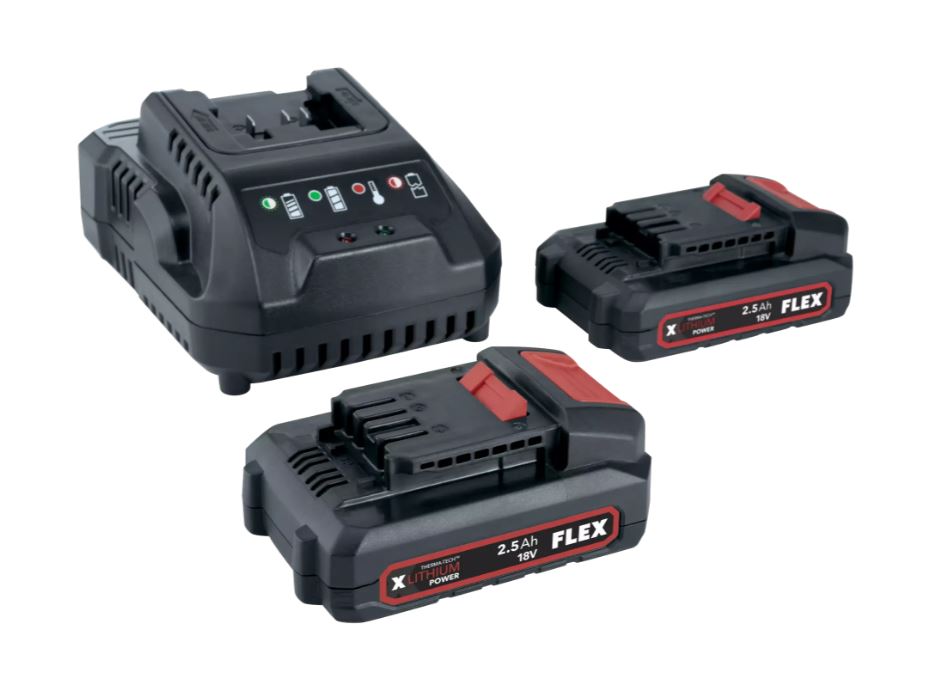 Flex-tools Zubehör 532740 P-Set 22 Q Akku-Set 18V 2,5Ah - 2 x AP18.0/2.5 Akku + 18-Volt-Ladegerät