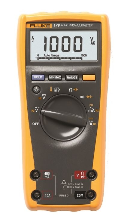 Fluke 1592842 Digital-Multimeter 179 mit Hintergrundbeleuchtung und Temperaturmessung