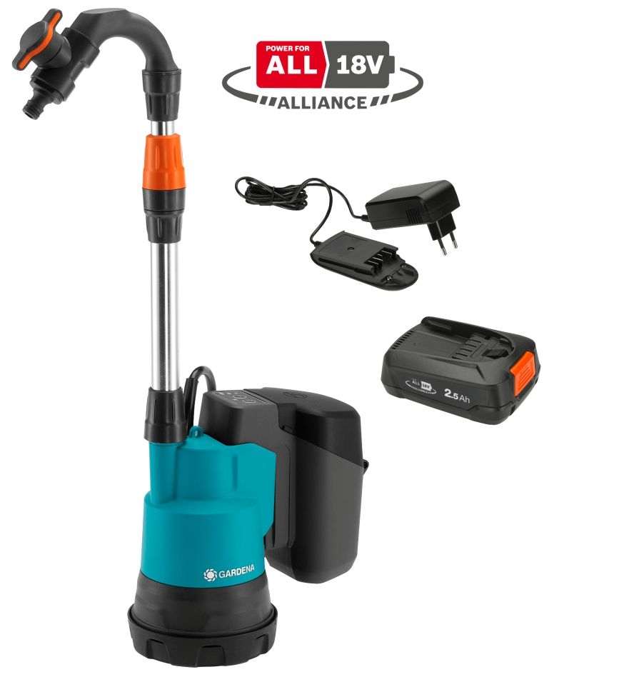 Gardena 14602-20 Akku Regenfasspumpe 2000/2 18V P4A Set