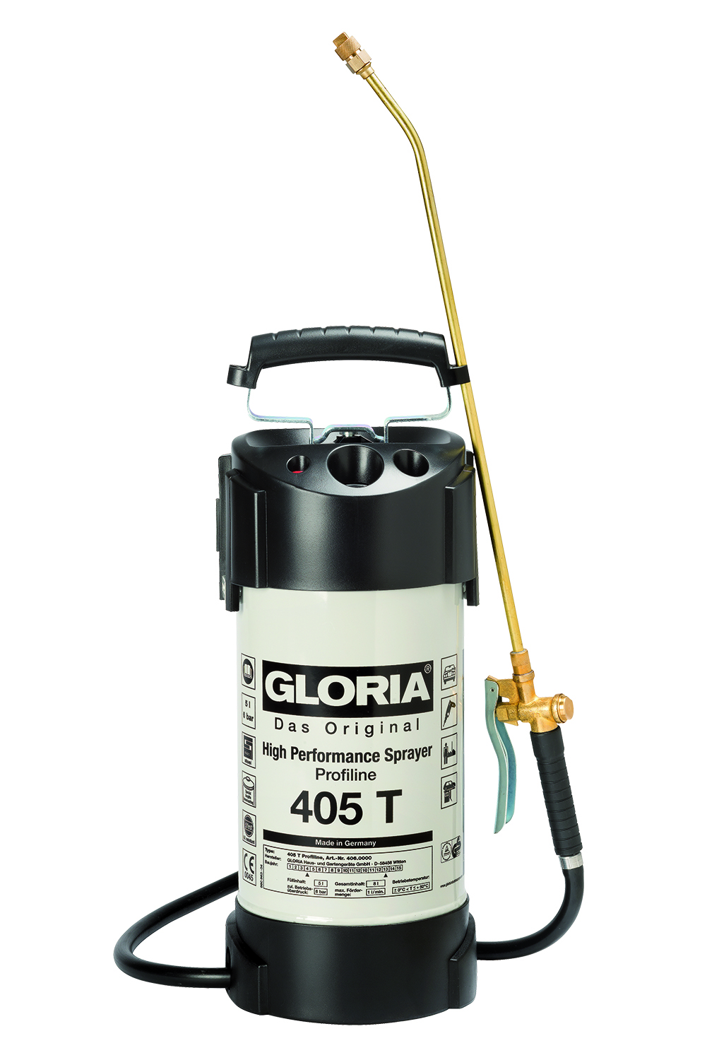 Gloria 000406.0000 405 T Profiline Drucksprühgerät 5l Viton-Dichtungen Stahlbehälter Flachstrahl 80°