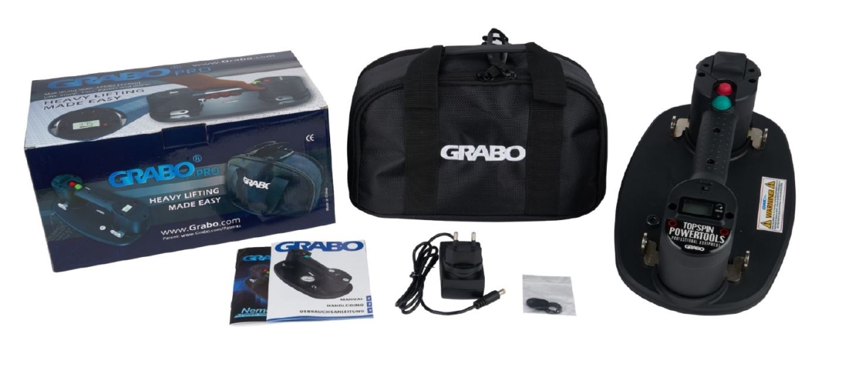 Grabo 11000 Pro Akku-Vakuumheber mit 14,8 V, 2,6 Ah Akku und Ladegerät in einer Tasche