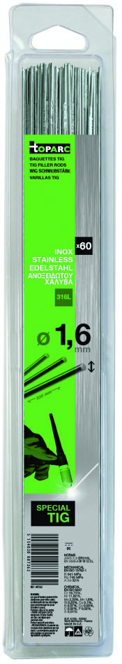 Gys 5193087262 Schweißmuffe TIG Edelstahl 316L Ø1,6 x 330 mm 60ST