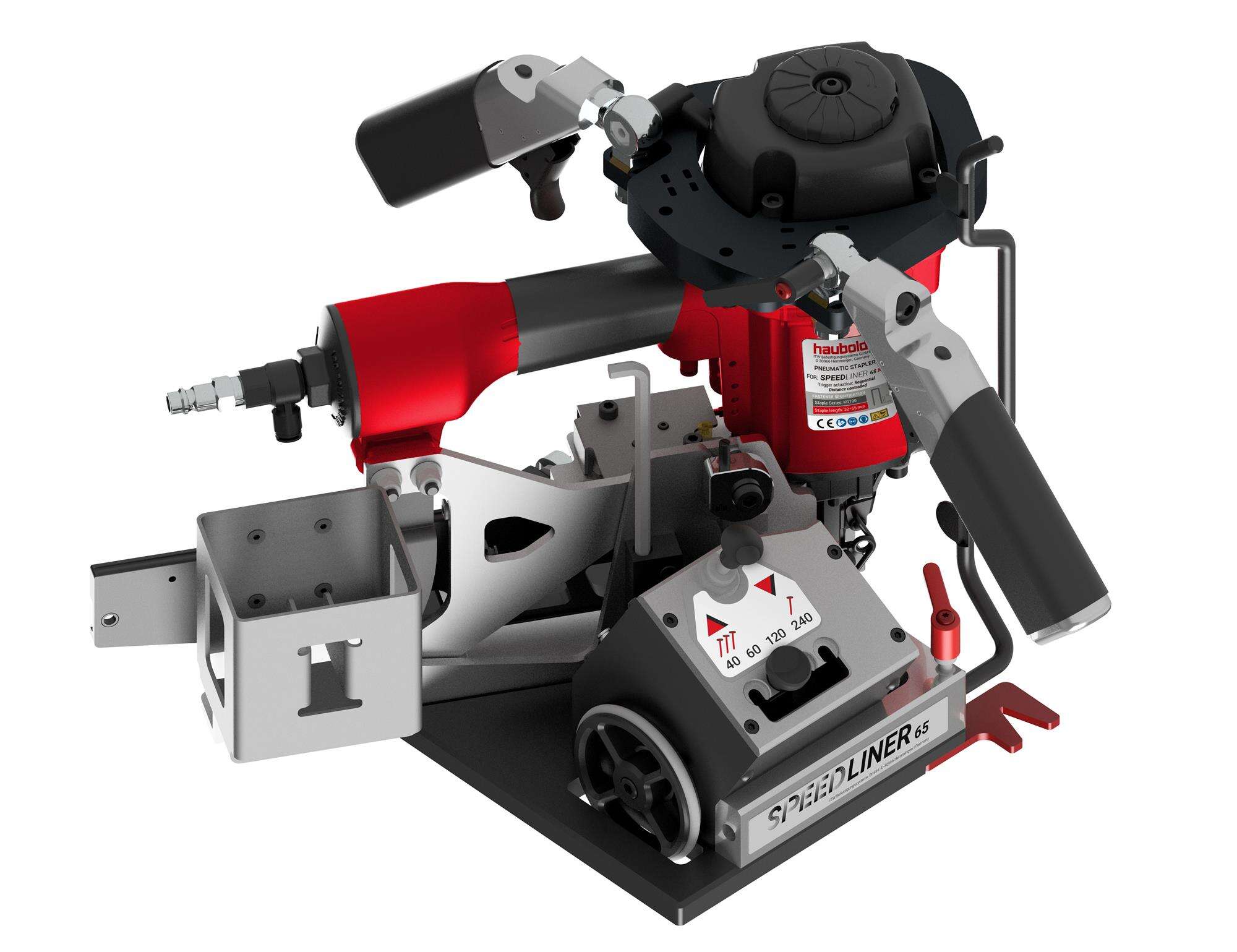 Haubold 577500 SPEEDLINER 65 Pneumatische Schienenheftmaschine f&uuml;r KG700-Heftklammern im Koffer + PN765 Heftmaschine