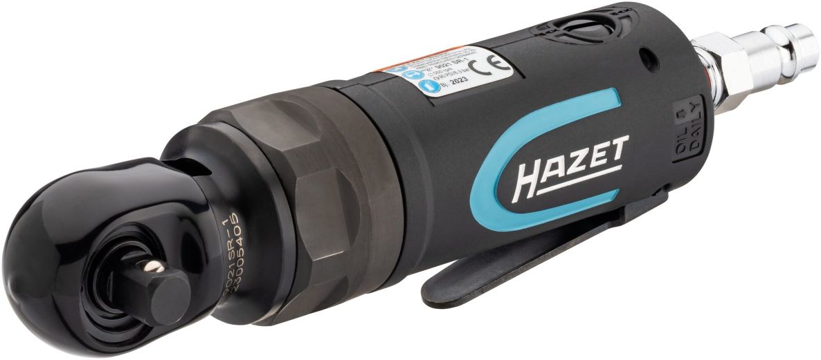 Hazet 9021SR-1 Pneumatischer Schlag-/Ratschen-Schraubendreher, 3/8" Vierkant, massiv, Länge 158 mm, leistungsstarker Schlagmechanismus mit Doppelhammer