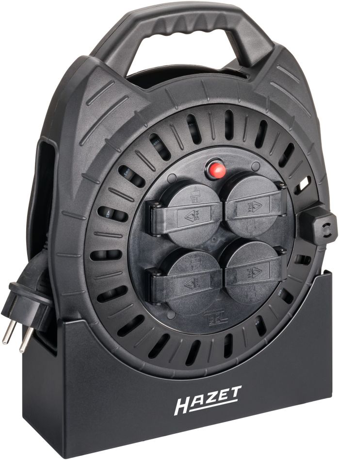 Hazet 161N-3D/2 Kabeltrommel H07RN-F 3G1,5 230 V 10 m, 4 Steckdosen mit Halterung