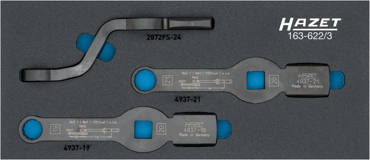 Hazet 163-622/3 Ring-Schlagschraubenschlüssel-Set 1/2" Vierkant-Hohl, 3/4" Vierkant-Hohl, Außenprofil Zwölfkant, 3-teilig