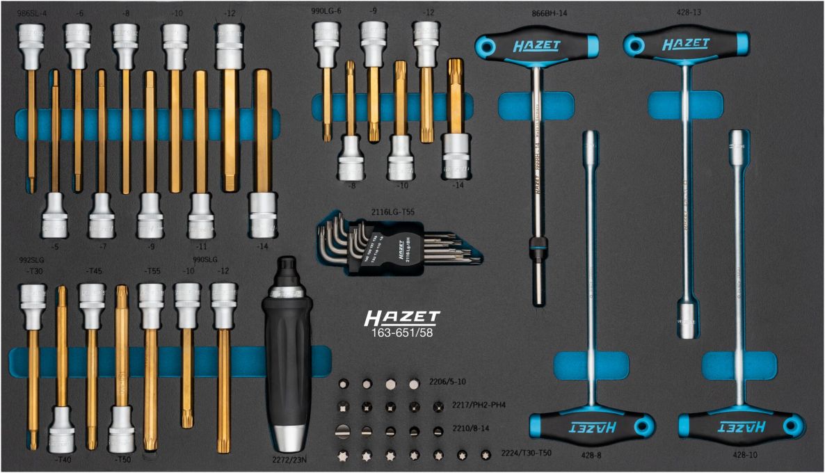 Hazet 163-651/58 58-teiliges Werkzeugset inkl. 1/2- und 5/16-Zoll-Profilen