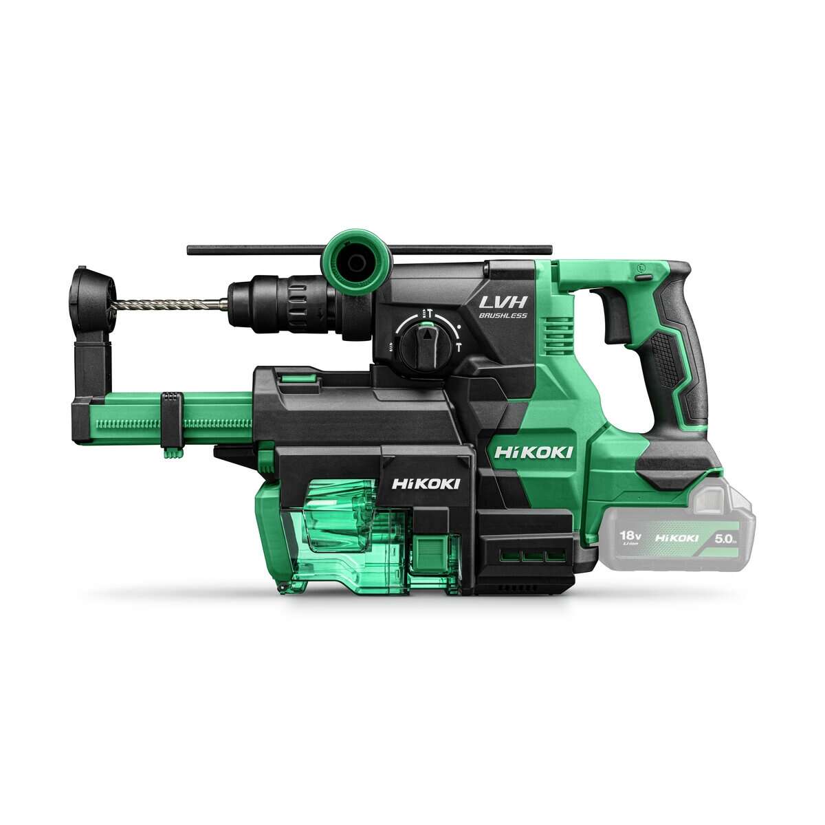 HiKOKI DH1826DCW3Z Akku-Bohr-/Hammer SDS-Plus 18V 3,2J inkl. Wechselfutter, inkl. Staubabsaugung exkl. Akku und Ladeger&auml;t im HSC IV und HSC II Koffer