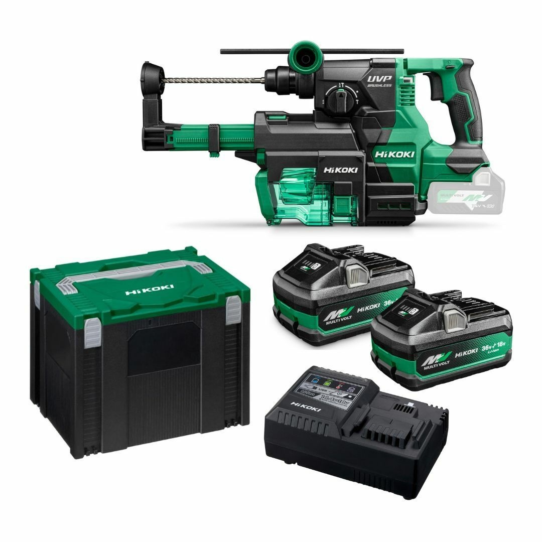 HiKOKI KSDH3628DAWV1Z SDS-Plus Akku-Bohrschrauber 3,2J 36V 1x 4,0Ah 1x 8,0Ah Akku und Ladeger&auml;t im HSC-Koffer inkl. Absaugung