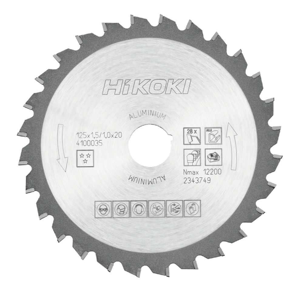 HiKOKI Zubehör 4100035 HM-Sägeblatt Laminat Aluminium 125x20 T28 trapezförmig/flacher Zahn