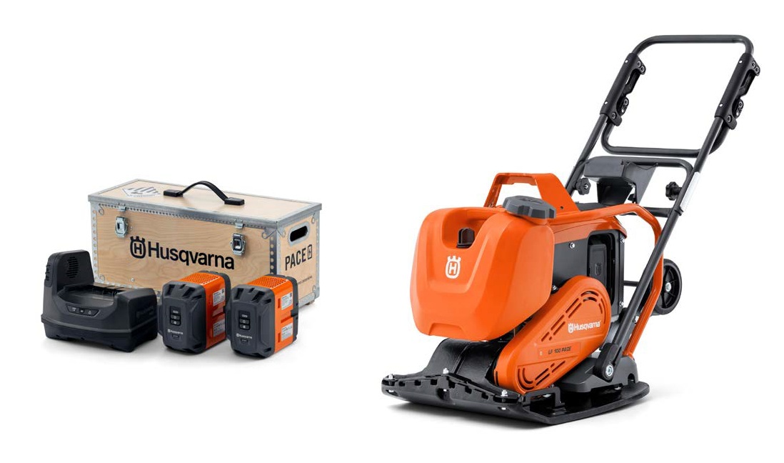 Husqvarna 970817401+970699501 LF 100 PACE Accu-Tril Platte 17 kN 500 mm 2x B750 Akku + C1800X Ladeger&auml;t im Koffer