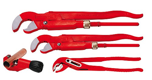 Rothenberger 070135X Zangenset Eckrohrzange 1" - 1.1/2" + Wapu SP 10 + Tube Cutter 35