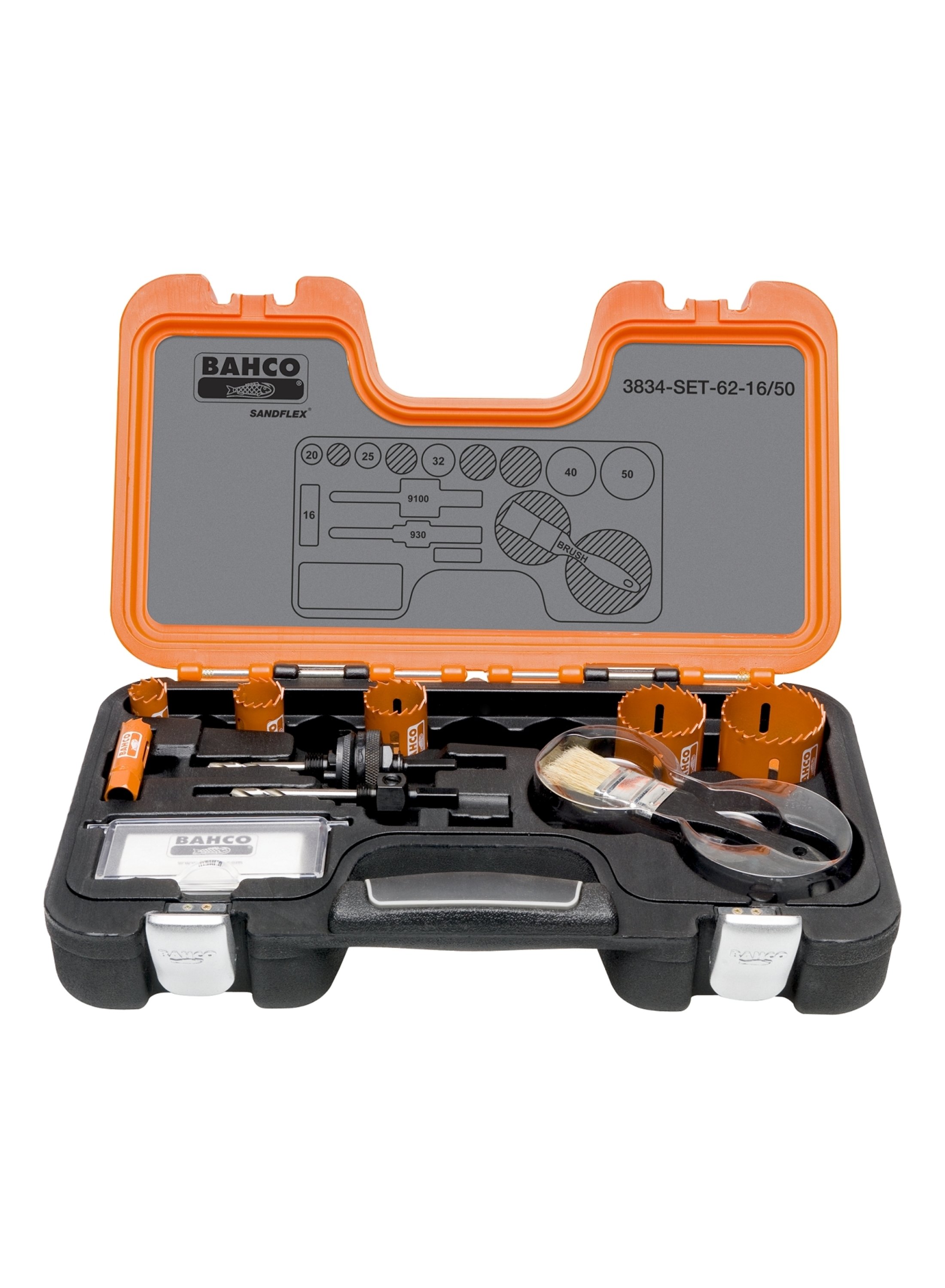 Bahco 3834-SET-62-16/50 Sandflex® Bimetall-Lochsägen-Satz für Metall/Holzplatten 16 mm-50 mm - 8-teilig