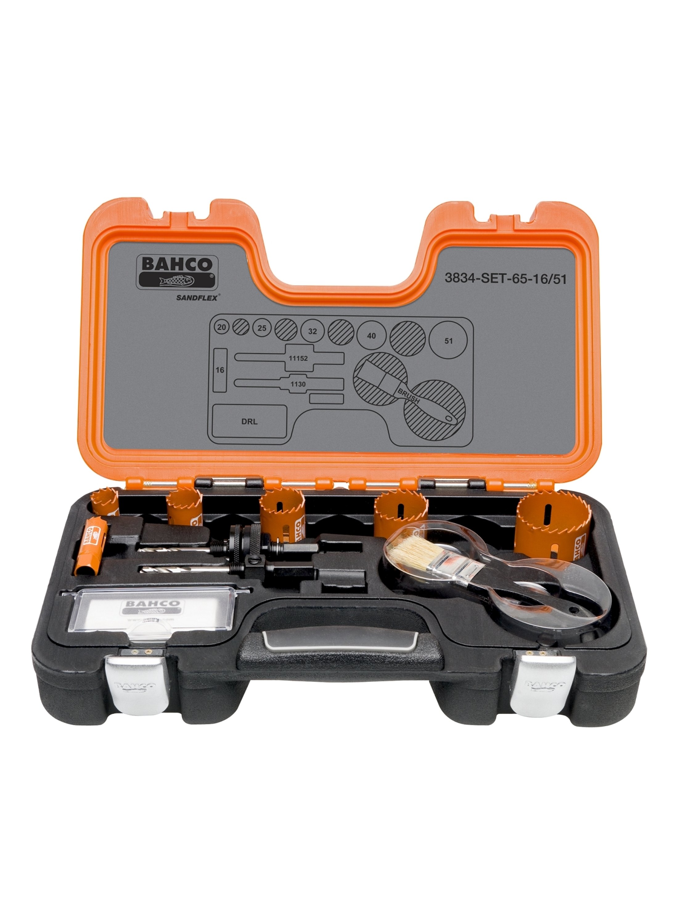 Bahco 3834-SET-65-16/51 Sandflex® Bimetall-Lochsägen-Satz für Metall/Holzplatten 16 mm-51 mm - 9-teilig