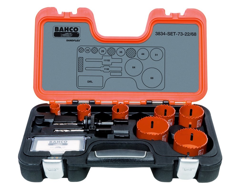 Bahco 3834-SET-73-22/68 Sandflex® Bimetall-Lochsägen-Satz 22 mm-68 mm - 10-teilig