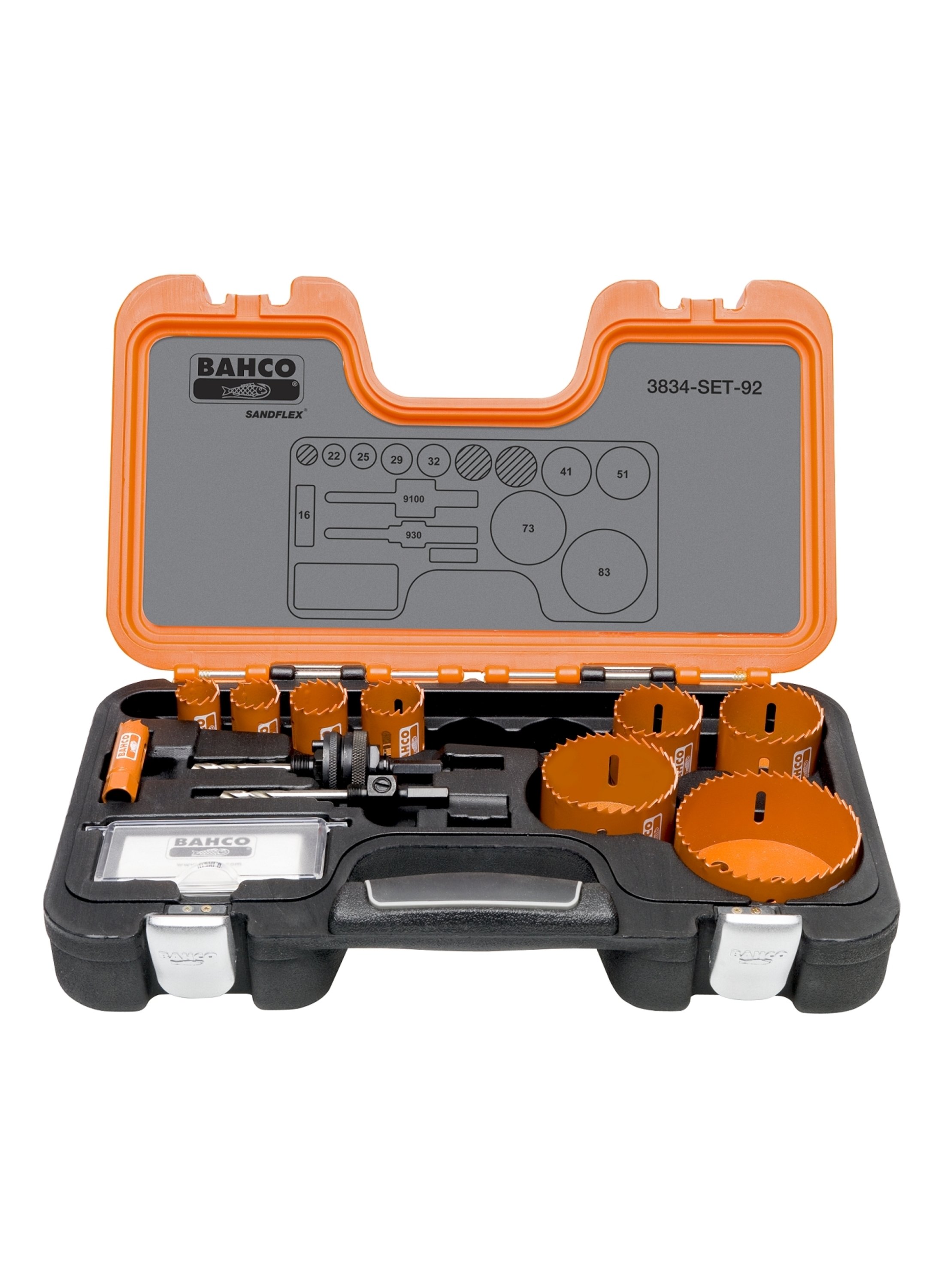 Bahco 3834-SET-92 Sandflex® Bimetall-Lochsägen-Satz für Metall/Holzplatten 16 mm-83 mm - 11-teilig
