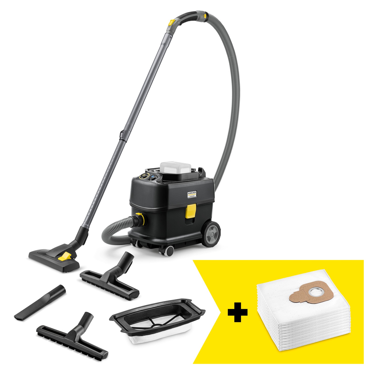 Kärcher Professional 1.527-357.0 T 10/1 Bp Adv HEPA Go!Further Schwarzer kabelloser Staubsauger 36V 10L 40l/s exkl. Batterien und Ladegerät