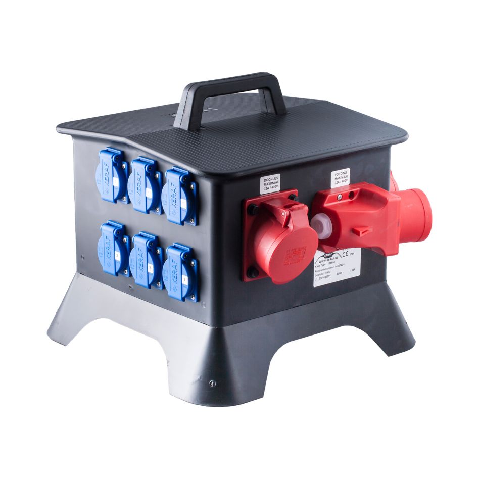 Keraf 104483 Gummiverteiler 2 x 32A 5p 6 x schuko