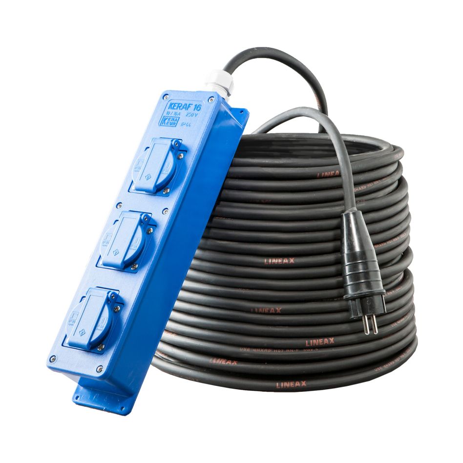 Keraf 119464 Verl&auml;ngerungskabel 3 m H07RN-F 3G2,5 pin Erdung 3fach