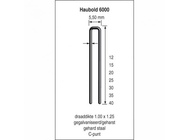 Haubold Befestigung 503221 KL6020 CNK Heftklammern 20 mm Verzinkt 5000 Stk.