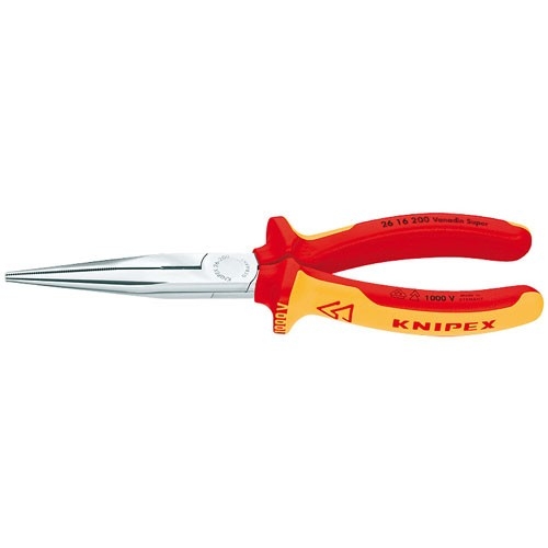 Knipex 26 16 200 2616200 Flachrundzange  gerade + Schneide VDE 200 mm