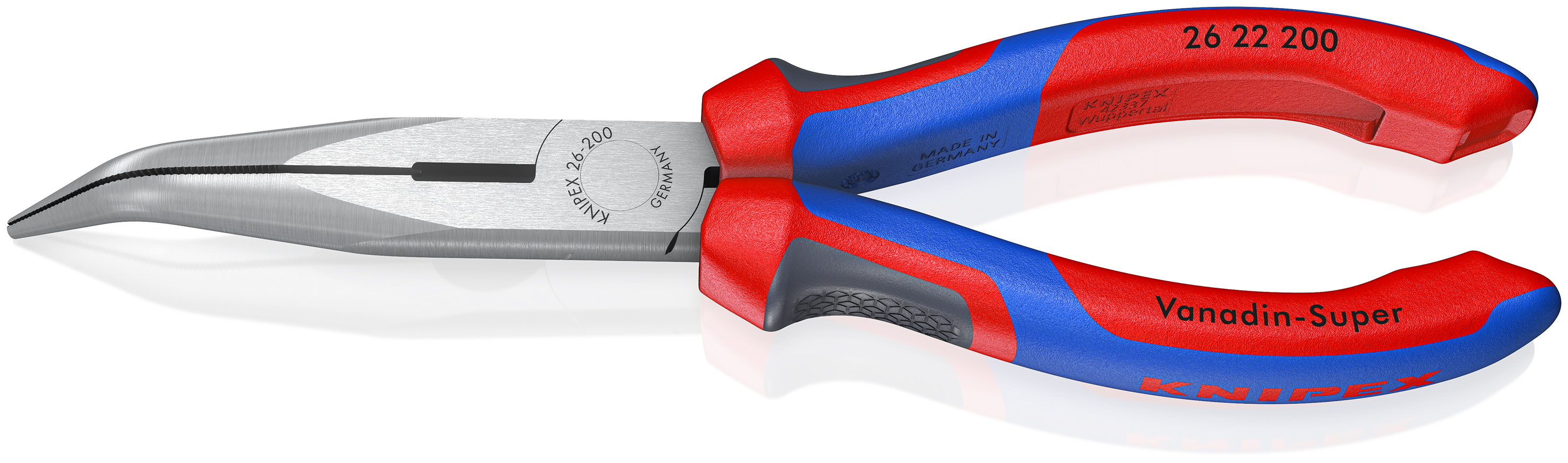 Knipex 26 22 200 Flachrundzange mit Schneide Storchschnabelzange schwarz atramentiert 200 mm