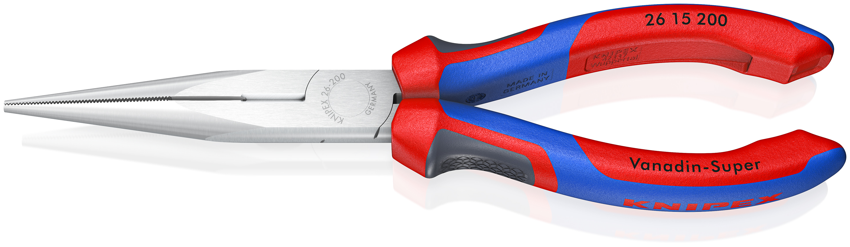 Knipex 26 15 200 2615200 Flachrundzange gerade + Schneide 200 mm