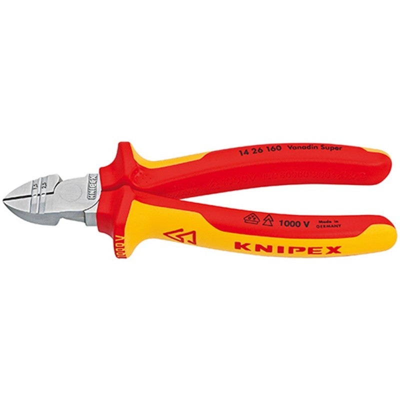 Knipex 14 26 160 Abisolier-Seitenschneider verchromt VDE 160 mm
