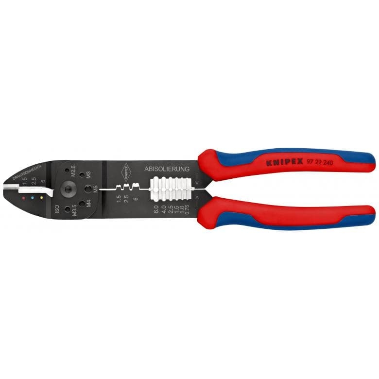 Knipex 97 22 240 97 22 240  Crimpzange schwarz lackiert mit Mehrkomponenten-Hüllen 240mm Kapazität 0,5-6mm²