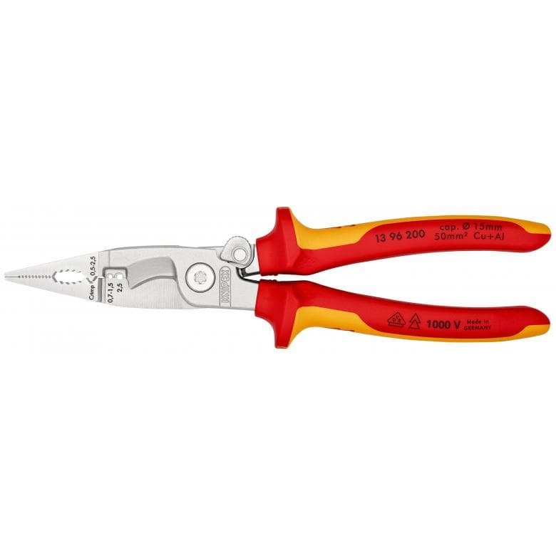 Knipex 13 96 200 13 96 200 Elektro-Installationszange verchromt VDE 200 mm