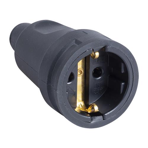 Kopp 46.215 Kupplungsstecker Gummi - 10/16A - IP20 - RA - schwarz - Kema - VDE
