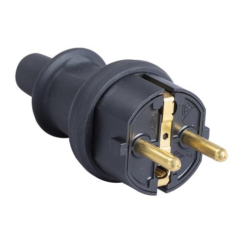 Kopp 46.220 Gummistecker - 10/16A - IP44 - RA + PA - schwarz