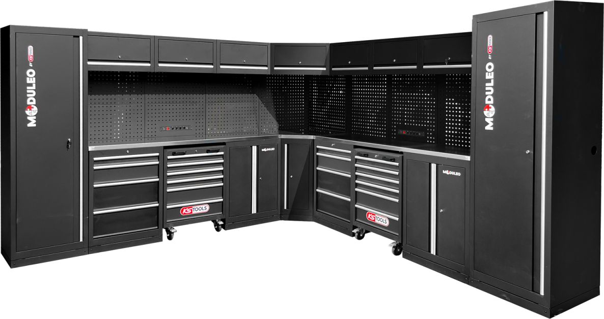 KS Tools 866.6285 L-förmiges Werkstatt-Schranksystem 3400 x 3400 mm