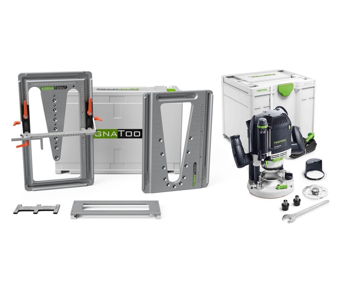 Lignatool LT080SROF2200 Schwalbenschwanzfräslehre Standardpaket + Festool OF2200EB-Plus Oberfräse