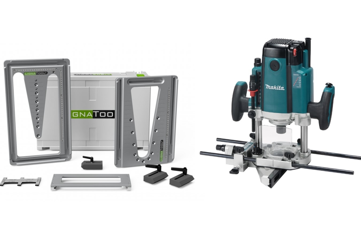 Lignatool LTA080STRP2303FC04 Schwalbenschwanzfräsvorrichtungsset Starter Kit + Makita RP2303FC04 Oberfräsmaschine