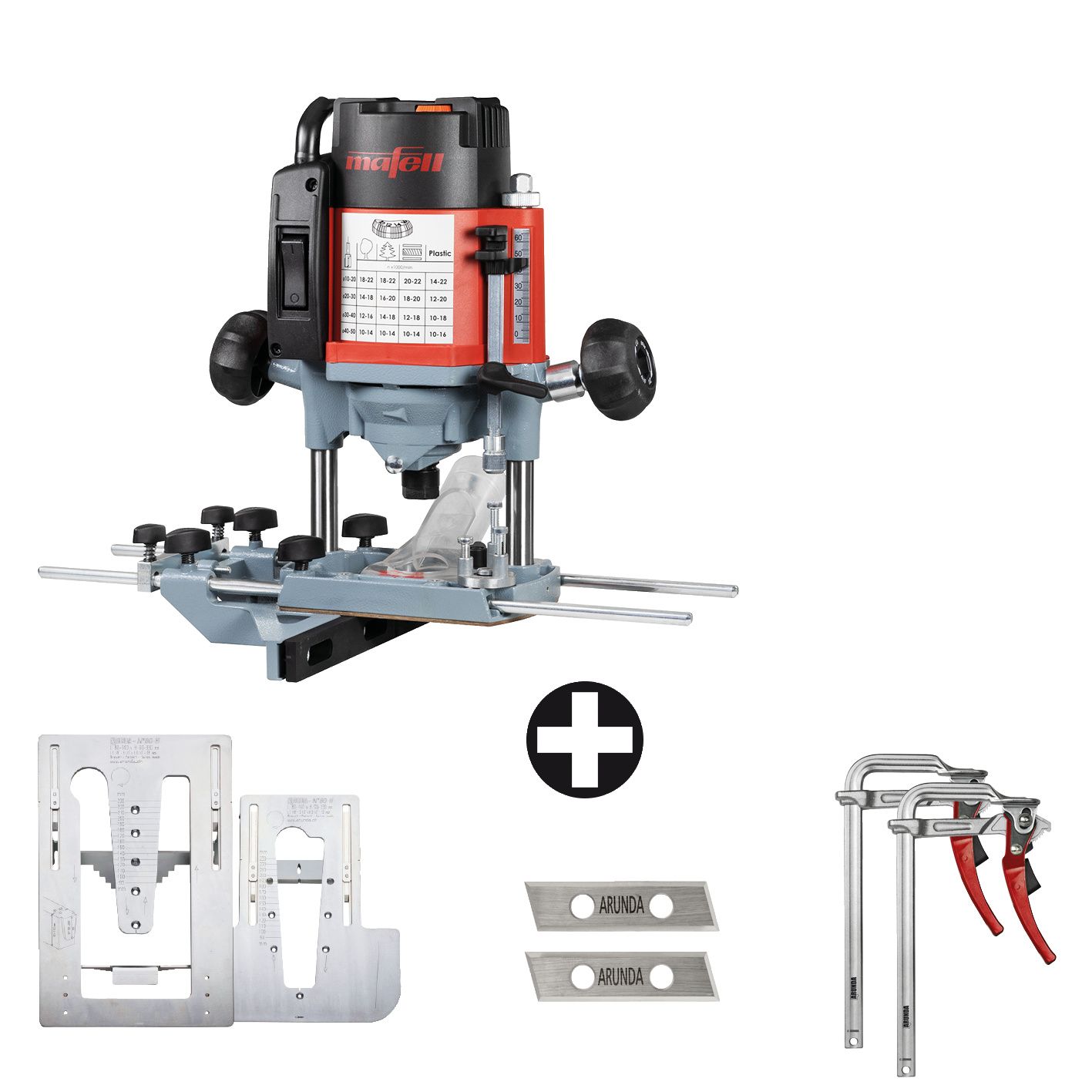 Mafell 1P0250 LO65Ec MaxiMAX Oberfräse + Arunda 91A707 80N Maxi Oberfrässet