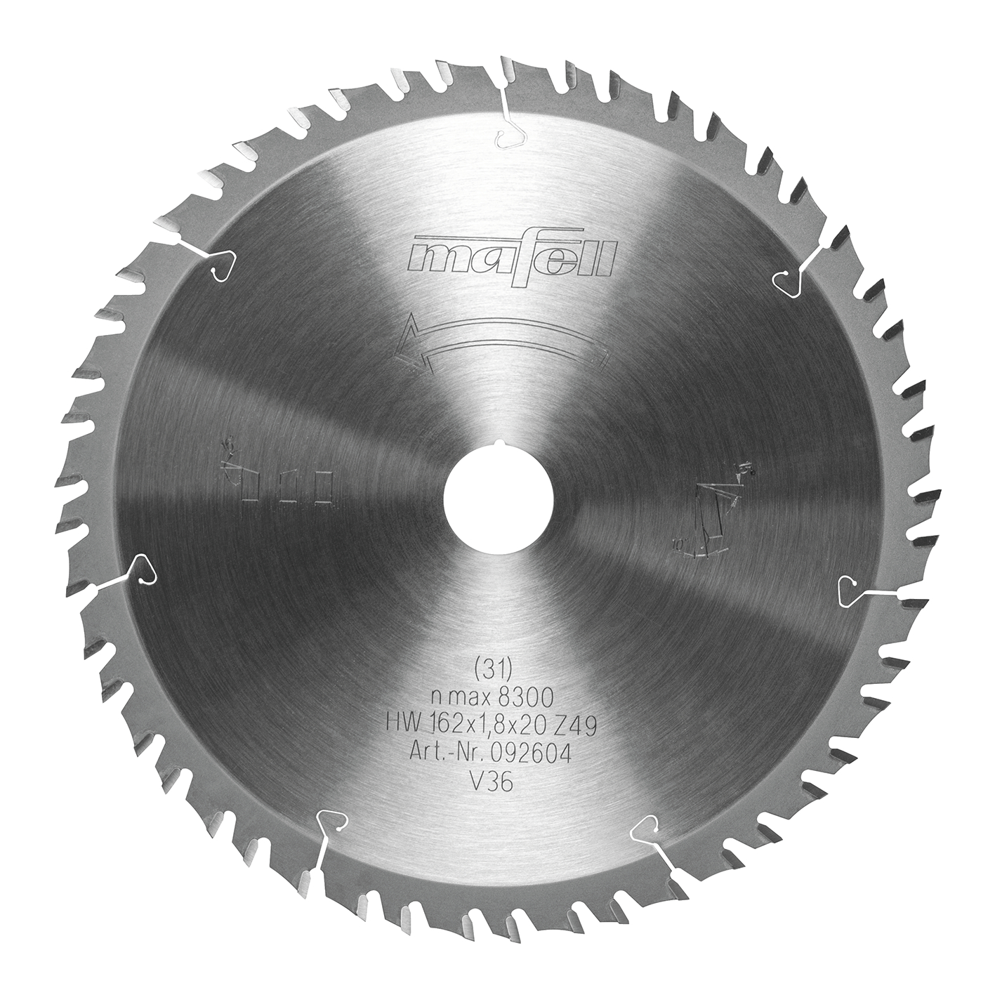 Mafell Zubehör 092604 Sägeblatt-GT, 162 x 1,2/1,8 x 20 mm, Z 49-7, 3WZ/FZ Feinschnitt für Holz