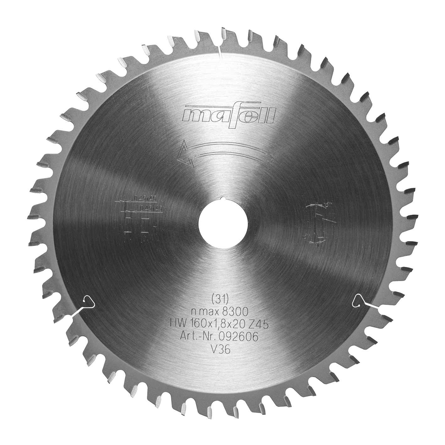 Mafell Zubehör 092606 Sägeblatt-GT, 160 x 1,2/1,8 x 20 mm, Z 45-3, FZ/FZ/TR für Laminat