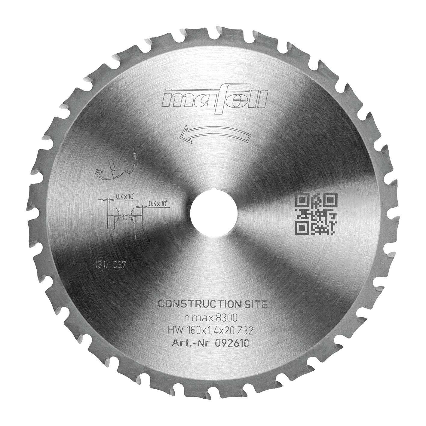 Mafell Zubeh&ouml;r 092610 KSB-CS160 Kreiss&auml;geblatt HM Construction Site 160 x 1,4 x 20 mm 32 Z&auml;hne 10 g WZFA