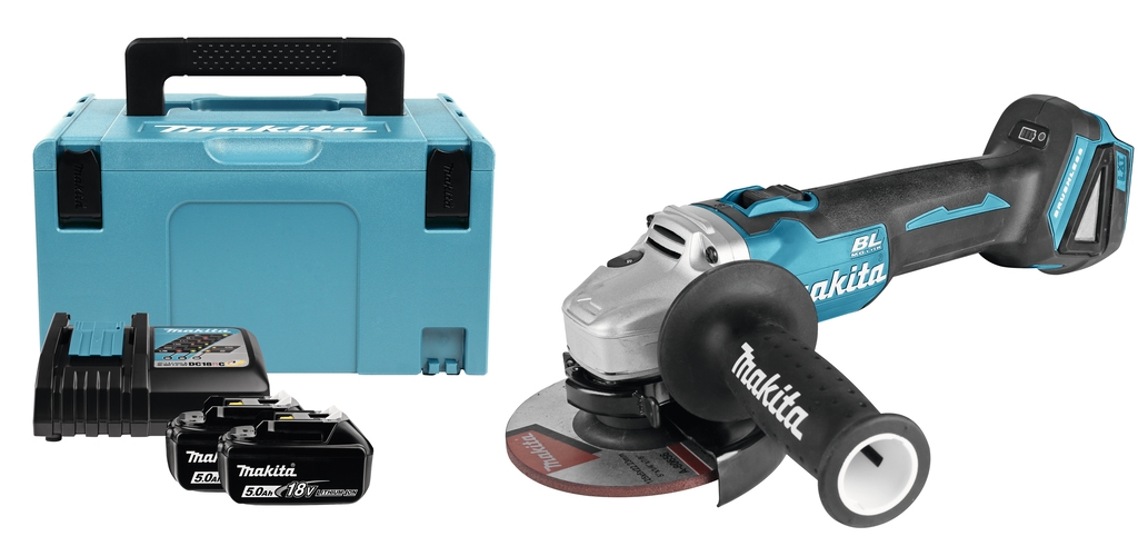 Makita DGA504RTJ Akku Winkelschleifer 125 mm 18 Volt 5.0 Ah Li-ion