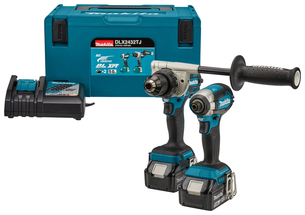 Makita DLX2432TJ Comboset - DDF486 Akku-Bohrmaschine + DTD153 Schlagschrauber 18V 5.0 AH Li-ion in Mbox