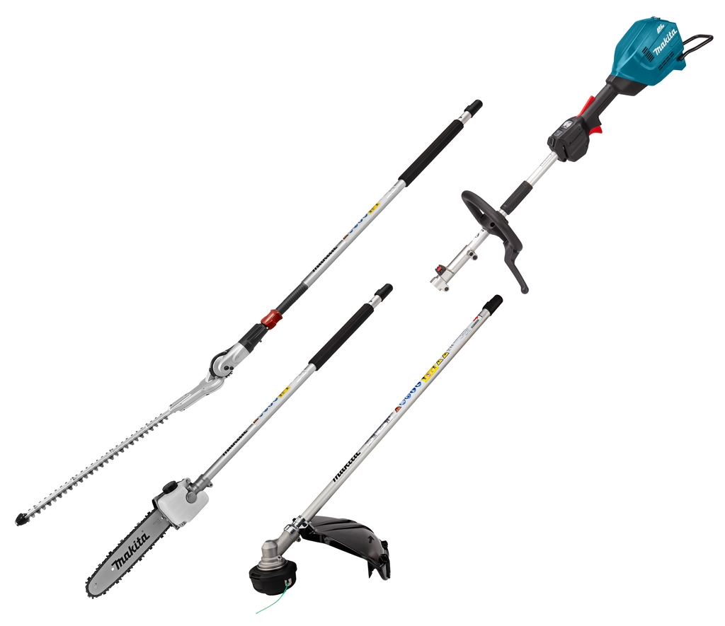 Makita UX01GZ14 Accu Combi System D-Griff 40V Max exkl. Akkus und Ladegerät + Heckenschere + Kettensäge + Freischneideaufsatz