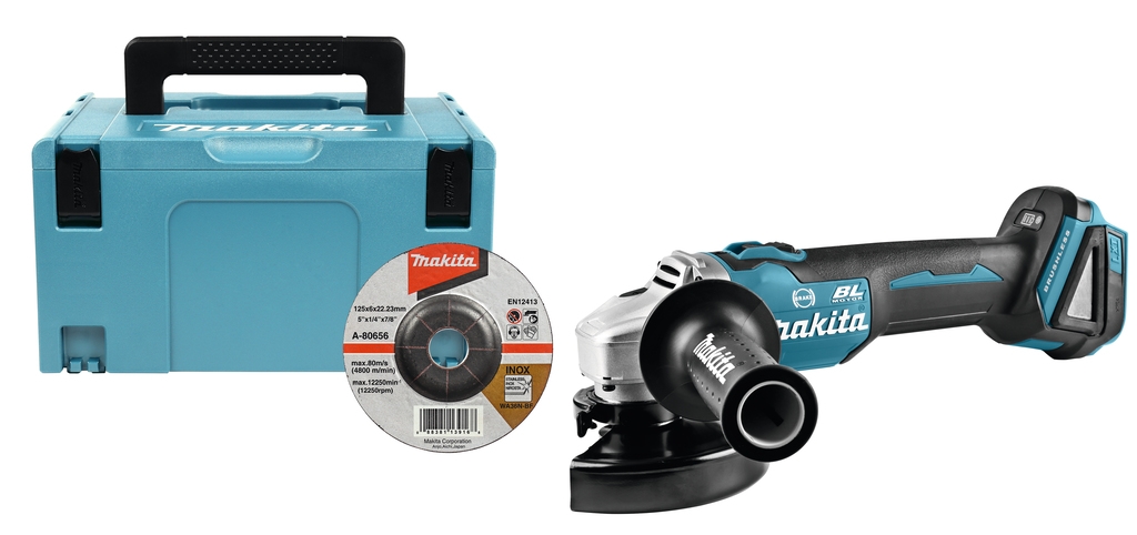 Makita DGA506ZJ 18V Akku-Winkelschleifer 125 mm mit Motorbremse ohne Akkus und Ladegerät