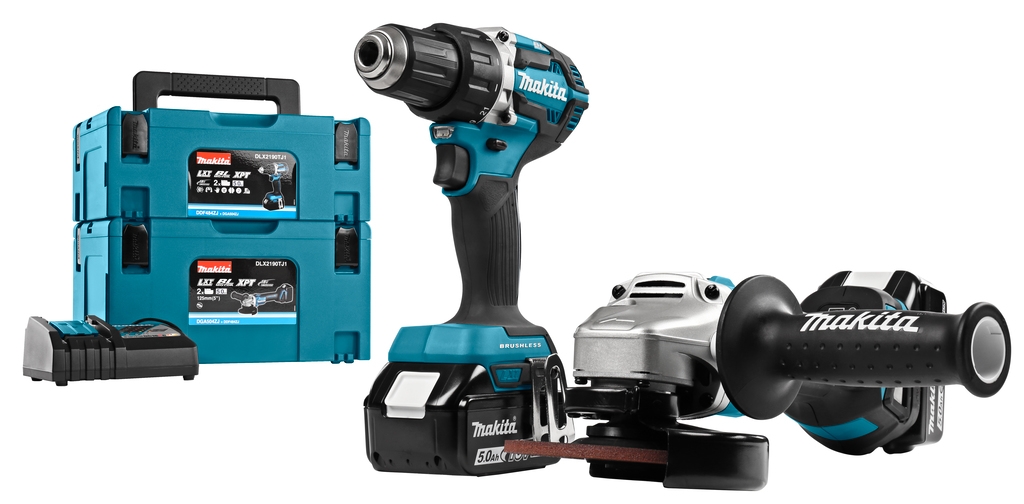 Makita DLX2190TJ1 Comboset 18V 5.0Ah Li-Ion - DDF484 Akku-Bohrmaschine + DGA504 Akku-Schleifer in MBox