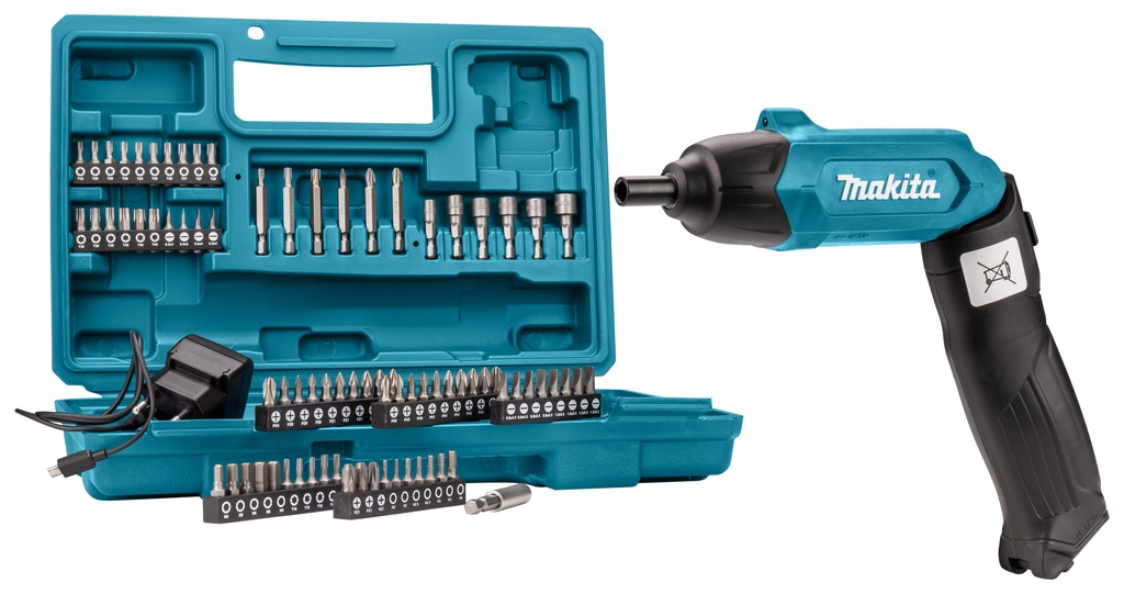 Makita DF001DW Akku-Knickschrauber  3,6V mit 81-teiligen Transportkoffer