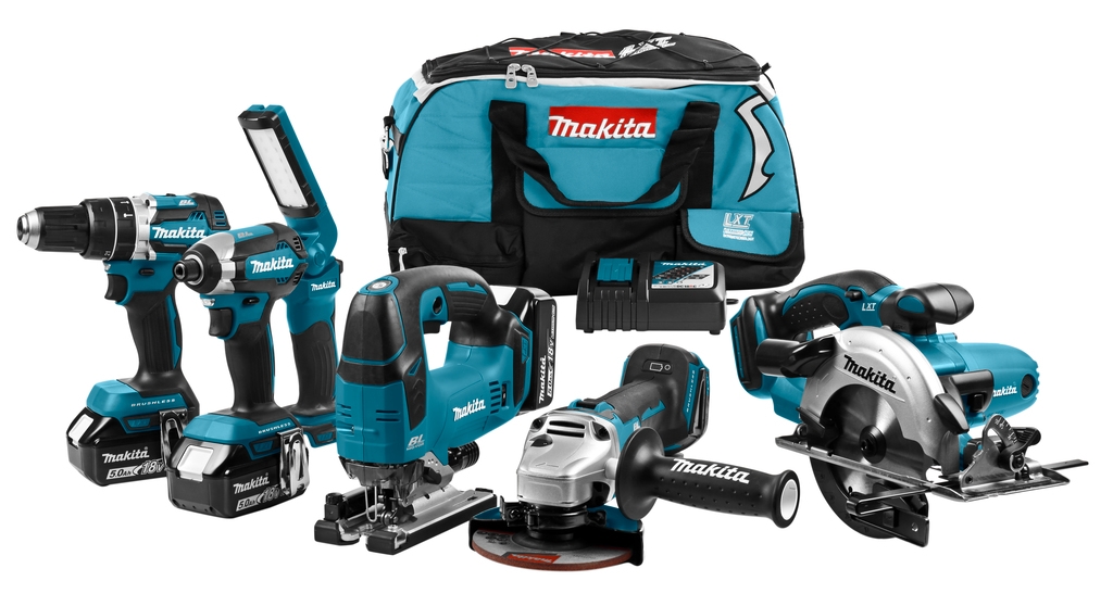 Makita DLX6082T Akku Spezial Set 18 Volt 5.0 Li-ion 5 Maschinen in Werkzeugtasche