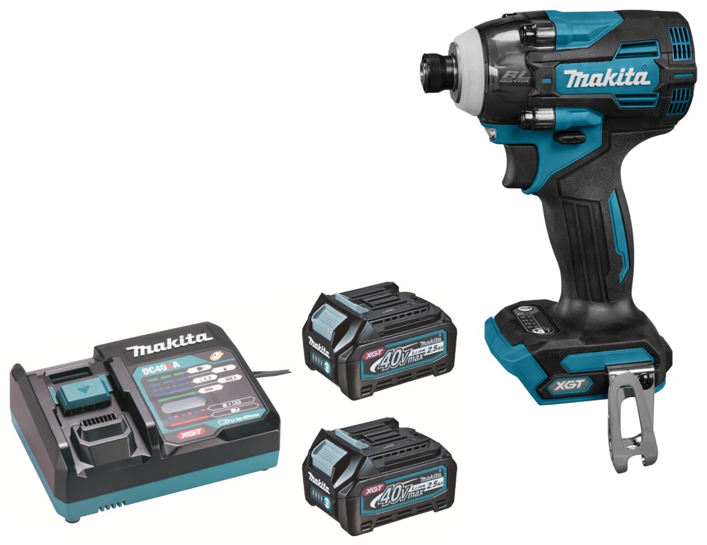 Makita TD004GD201 XGT 40V Max Accu-Schlagschrauber 230Nm 2x 40V 2.5Ah Akkus und Schnellladeger&auml;t in Mbox