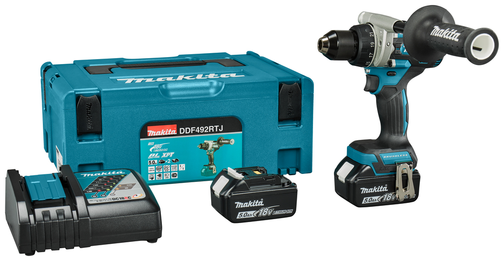 Makita DDF492RTJ LXT 18V Bohr-/Schraubendreher 2x 5,0 Ah und Schnellladegerät in Mbox
