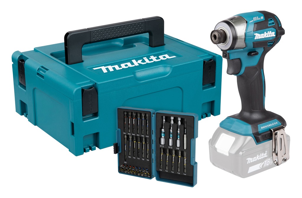 Makita DTD173ZJX2 LXT 18V Akku-Schlagschrauber ohne Akku und Ladegerät in Mbox + Impact Premier Bit-Set